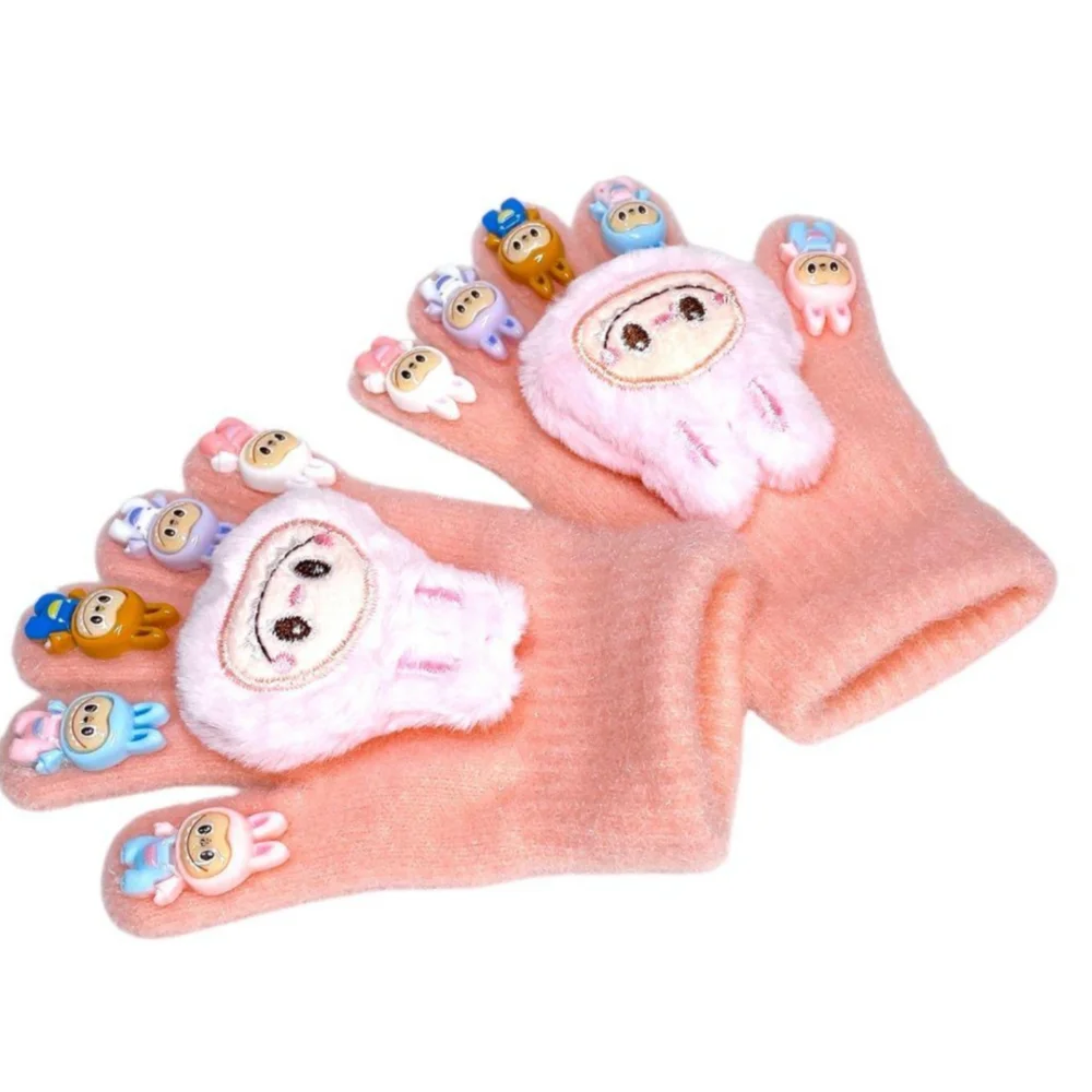 HD in Paris Pink Kids Gloves with Cute Animal Design